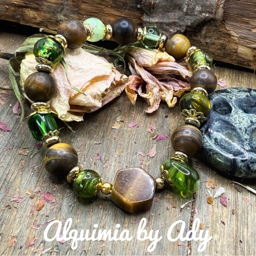 Alquimia Green and Brown Beaded Bracelet